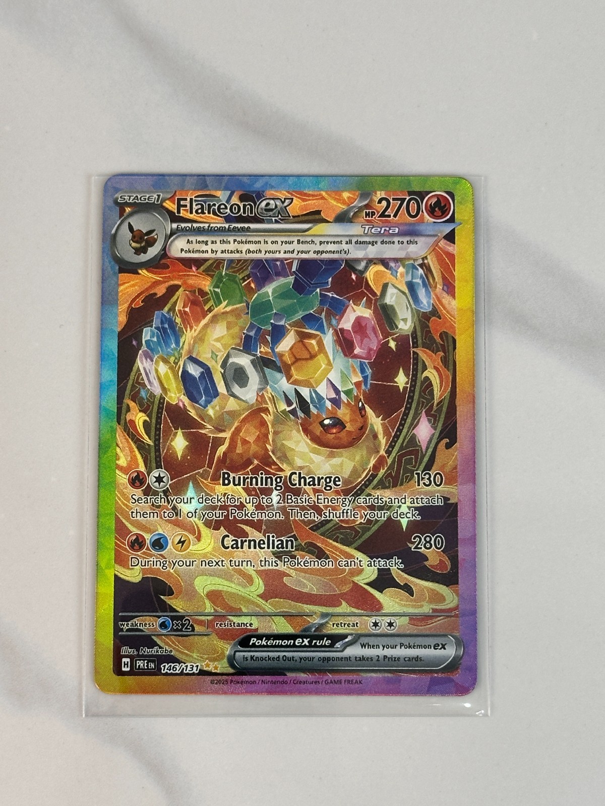 Pokémon TCG Flareon EX Prismatic Evolutions Card 146/131 Sir Illustration Rare