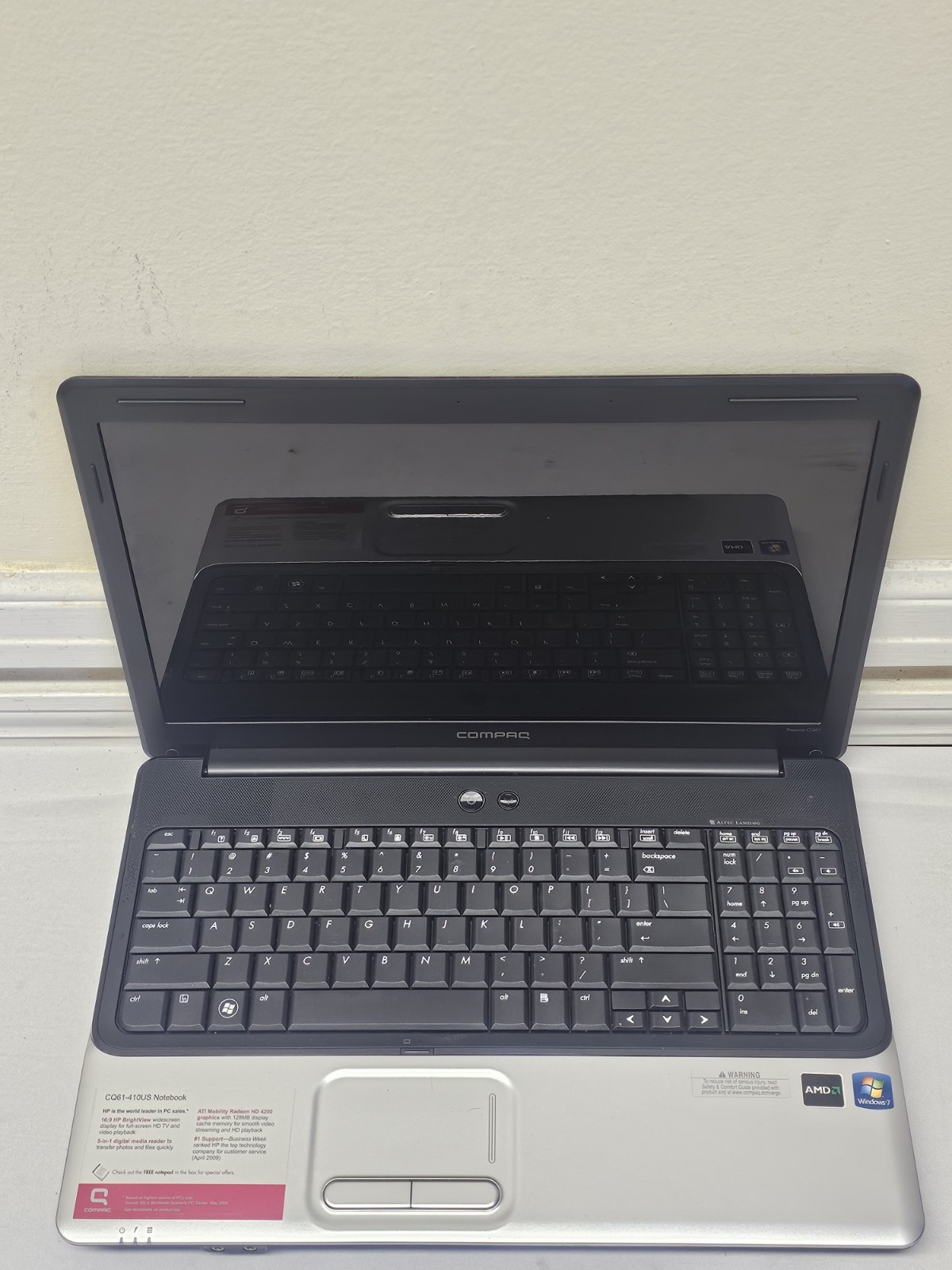 Compaq Presario CQ61 Laptop - WON'T POWER ON - Parts/Repair Only - Read Desc.
