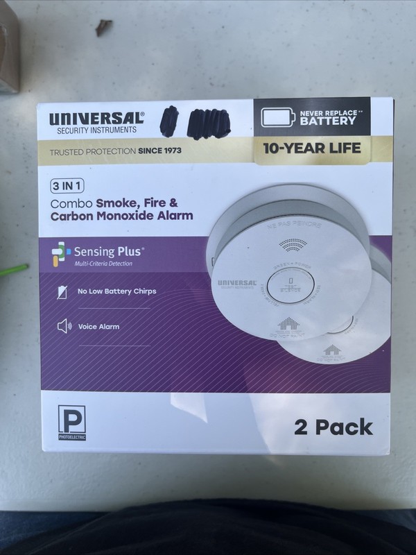 Universal Security Instruments Combo Alarm for Smoke, Fire and Carbon Monoxide