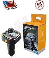 Bluetooth 5.0 Car Wireless FM Transmitter Adapter USB PD Charger AUX Hands