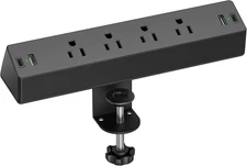 Desk Clamp Power Strip, 1875W Surge Protectors with 2 USB A, 2 USB C Ports, 4 AC