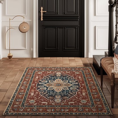 EVERGRACE Faux Wool Area Rugs 3'x 5' Boho Medallion Rugs for Living Room Indo...