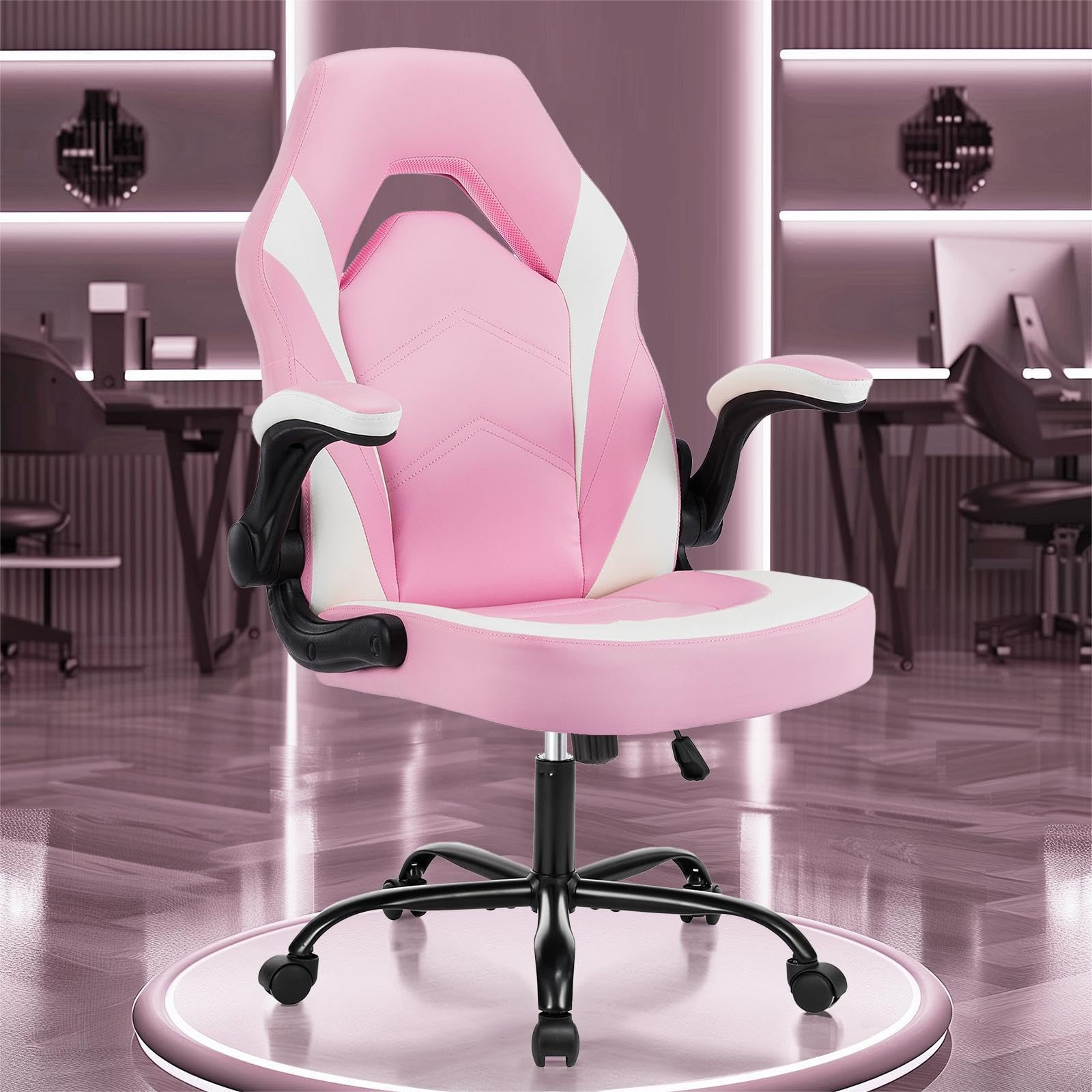 Big and Tall Ergonomic Gaming Chair with Lumbar Support and Flip-up Arms