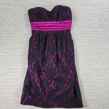 Sequin Hearts Lace Mini Prom Dress Womens 5 Purple Sash Strapless Cocktail Party