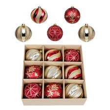 Valery Madelyn Large Christmas Ball Ornaments, 9ct 3.94 Inches Red and Gold S...