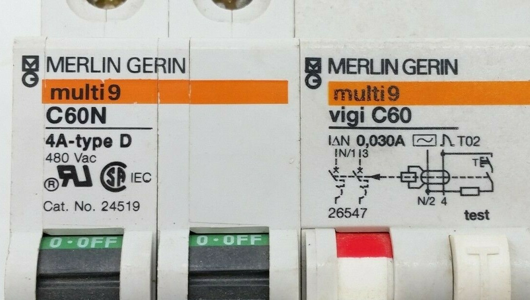 Merlin Gerin multi9 C60N 4A-type D Circuit Breaker With vigi C60