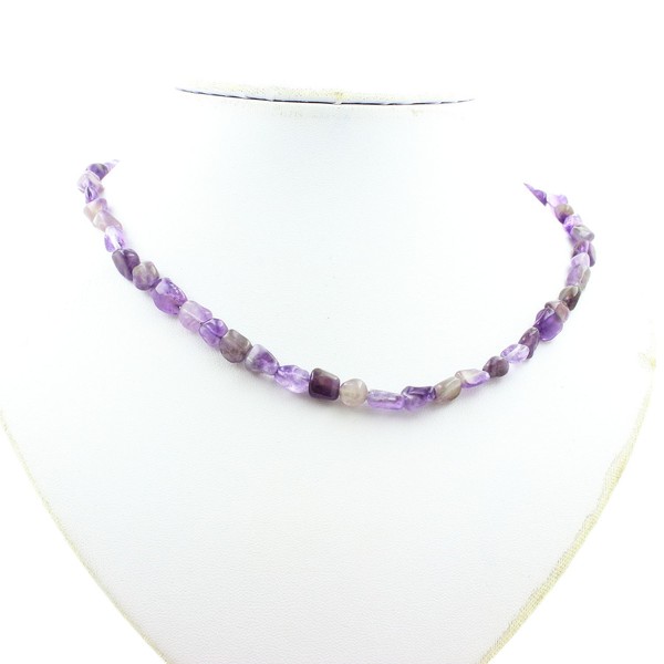 Amethyst Perlen Halskette Aus Brasilien Edelstahl Kette.-image