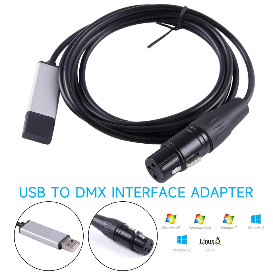USB to DMX Interface Adapter DMX512 Controller Cable Stage Light for PC Computer - Image 2 of 4