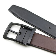 35mm Genuine Formal Dress Reversible Black and Brown Men Leather Belt Strap