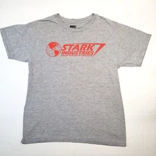 Marvel Stark Industries Screen Print Adult Size Small Gray T-Shirt  #207