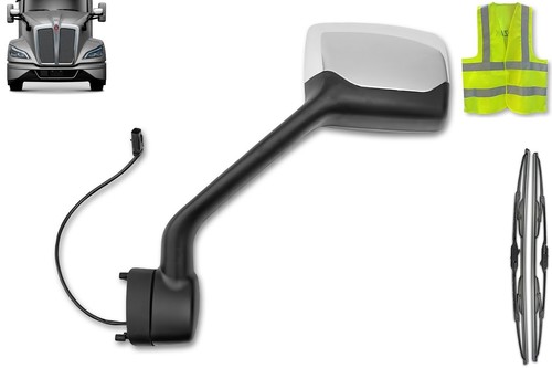 Heated Hood Mirror Chrome Left Driver Side Kenworth T680 2022+ New Next Gen - Picture 2 of 8