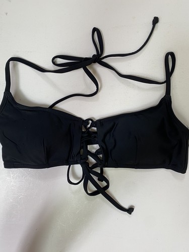 Swimsuit TOP Bikini Swim FRONT LACEUP Black NWT Medium Joe Boxer - Picture 2 of 8