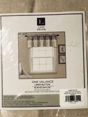 Lush Decor One Valance Linen Button Curtain 18x52