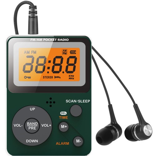 Tragbarer AM/FM Mini-Radiowecker im Taschenformat mit Kopfhörer und LCD Display