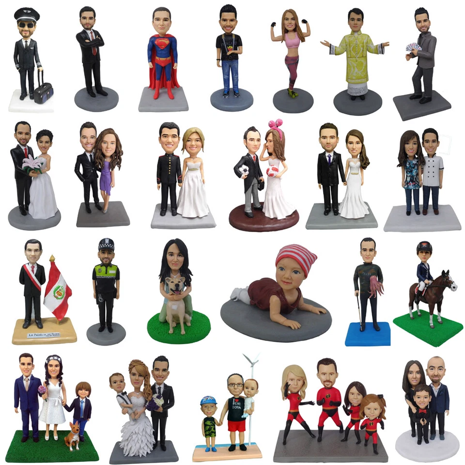 Niña Cumpleaños Con Perro Bobble Cabeza Figura Pastel Topper Aniversario Personalizado Foto 3 de 4