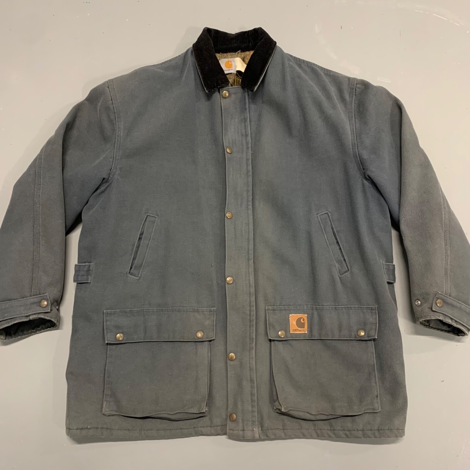 Vintage 90s Carhartt Blanket Lined Zip-Up Chore Jacket Men's XL Blue Barn Coat  