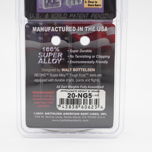 Bottelsen NEONS Steel Tip Darts Green 20-NG5 NEW!! - 第 5/5 張圖片