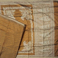 Namaste Vintage Brown Sarees 100% Pure Silk Printed Indian Sari 5YD Craft Fabric