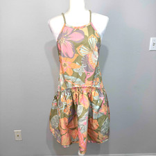 Free People Women's Deserted Island Mini Dress Open Back Rainforest Combo Sz XS