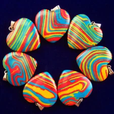 7pcs Rainbow Turkey Turquoise Heart Pendant Bead 25x6mm S0046996