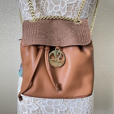 Valentina Italian Leather Convertible Backpack Bag Camel  display picture 1
