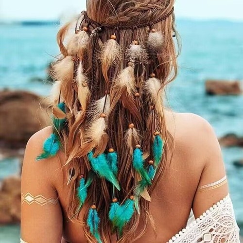 Tassel Feather Headband Adjustable Rainbow Indian Headband Festive - Picture 10 of 16