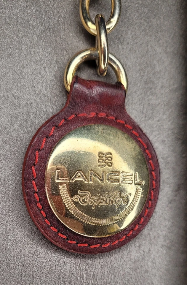 Vintage Lancel key ring porte clés metal doré et cuir - Photo 2/3