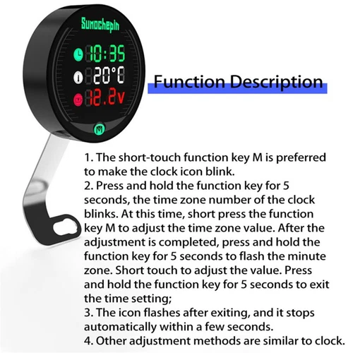 18mm Motorcycle Water Temp Gauge Water Temperature Sensor Adapter USB Charging - Picture 15 of 24