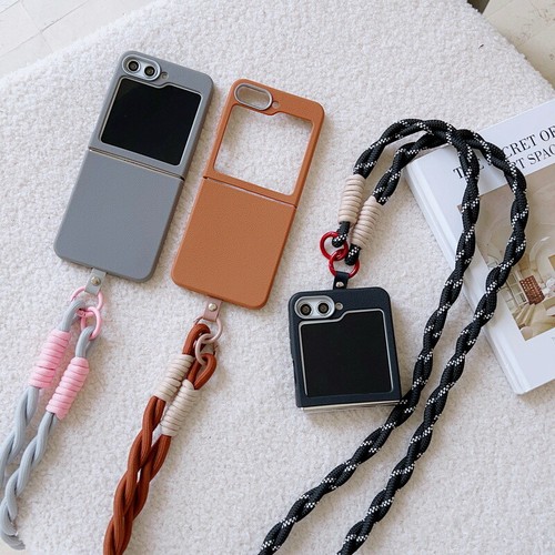 Housse avec chaîne de téléphone portable pour Samsung Galaxy Z Flip6 Flip5 Flip4 3 étui de protection en cuir - Photo 10 sur 16