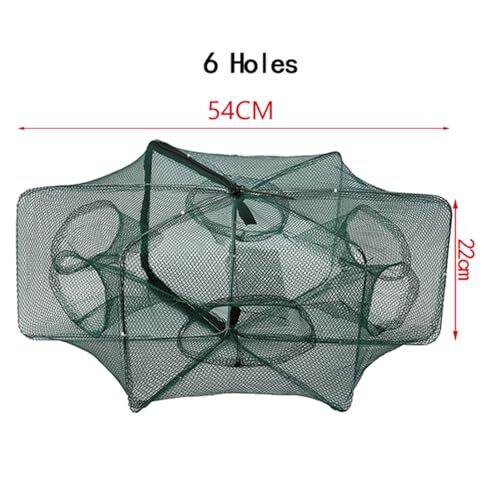 Hominas Pêche Piège Net, Pêche Automatique Nylon Shrimp Net 6 Trous Filet de Pêc - Photo 4/7