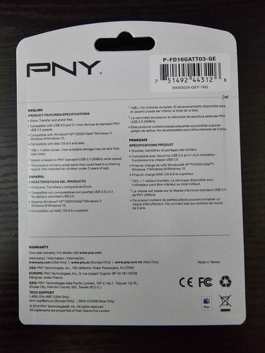 PNY 16GB Attaché 3 USB 2.0 Flash Drive New Selaed - Afbeelding 2 van 2