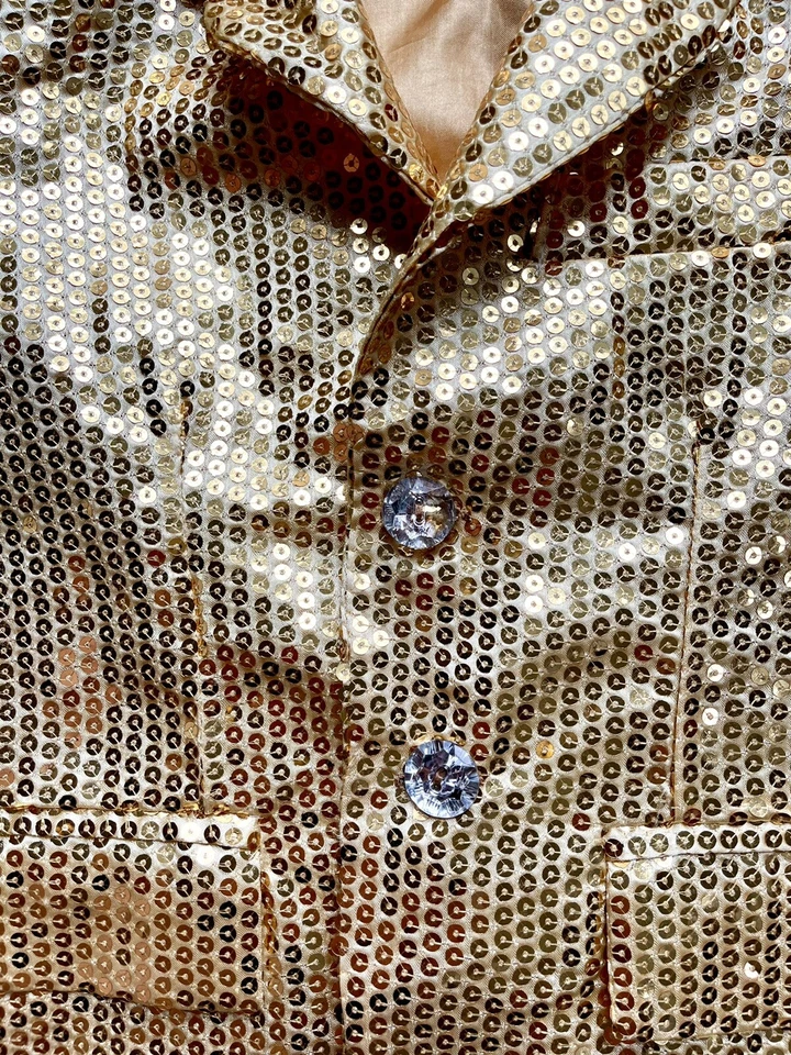 Traje Chaqueta Disfraz Niño Lentejuelas Dorado Talla S Foto 3 de 4