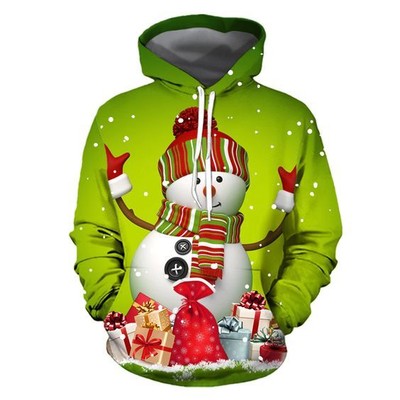 Unisex Men Women Christmas Ugly Cat Funny Snowman Christmas Hoodie