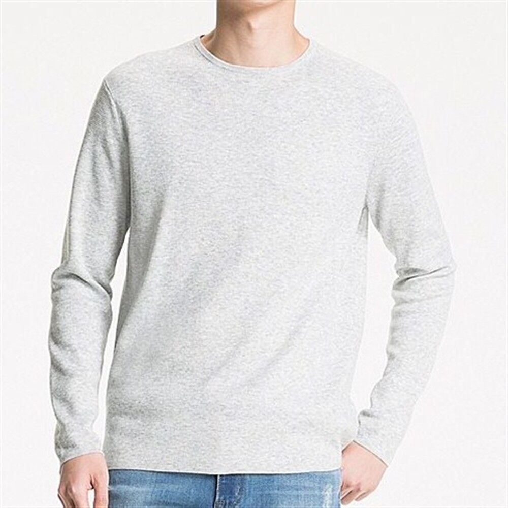 UNIQLO Men's Milano Ribbed Crew Neck Poly/Wool/Nylon Blend Sweater