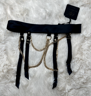 RARE Honey Birdette KARINA Black Gold Chain Garter Suspender Belt  Medium | eBay