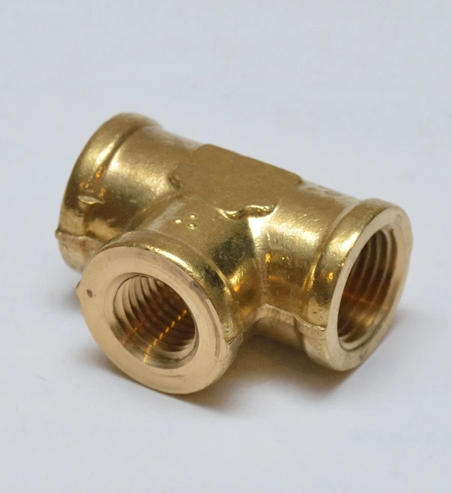 3/8 x 1/4 NPT Female Pipe Tee Brass Fittings Fuel Air Water Oil Gas FasParts - Image 3 of 4
