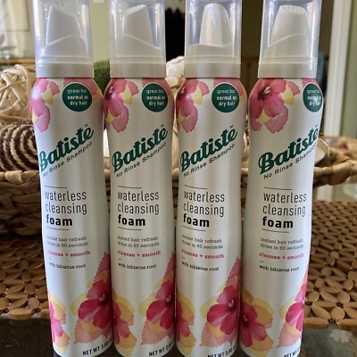 Batiste Waterless Cleansing Foam Cleanse and Smooth with Hibiscus Root, 3.60 OZ