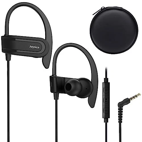 Wired Over The Ear Earbuds with Microphone Volume Control Ear Hook