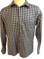 Men Egara Slim Stretch Non Iron XL Long Sleeve L/S Check Shirt Pocket Cot. Blen
