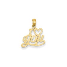 Pendentif Charm "Je T'aime" En Or Jaune Poli 14K Pour Collier