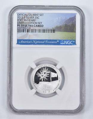 #ad 2013 S Silver PF70 ANT Fort McHenry Quarter Limited Edition NGC $49.95