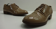 Womens Shoes Size 5 CLARKS Lace Up Light Brown Patent Leather Ladies Flat Brogue