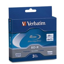 Verbatim BD-R 25GB 6X Blu-ray Recordable Media Disc - 3 Disc Jewel Case Box -...