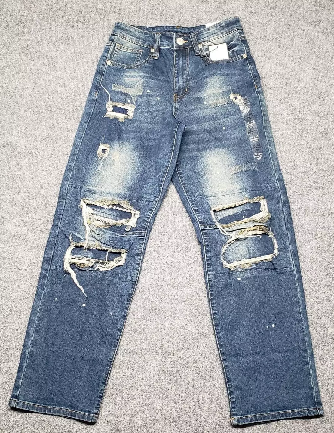 Jean homme Rue21 26X30 bleu denim coupe ample Supreme Flex acide vieilli neuf
