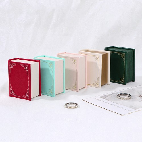 Book-shaped Wedding Ring Box Flip Lid Magnetic Ring Box Jewelry Gift Box - Picture 8 of 14
