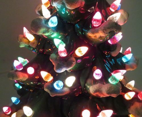 VTG 1960s CERAMIC 16" LIGHT UP CHRISTMAS TREE WITH STEADY & BLINKING LIGHT BULB - Picture 13 of 23