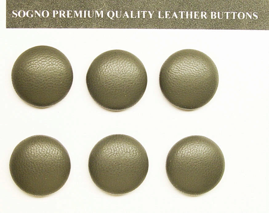 6 MADE IN USA 3/4" Grey color genuine leather covered jacket buttons,metal loop - Image 2 of 4