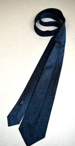 Neck Tie VTG 60s Blue Squiggly Vines Brocade Slim Tie 54.5" x 2.75" - Picture 4 of 6