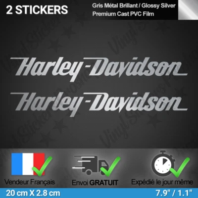 Kit Adesivi per Harley Davidson Grigio Metallizzato 20 CM Logo Custom Adesivo