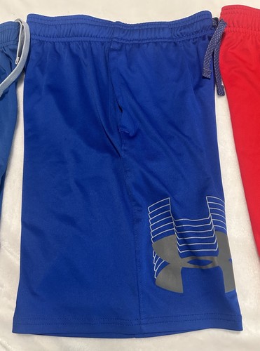 Lot of 4 Under Armour Medium Athletic Shorts Kids Boys YMD Red Blue - Picture 5 of 11